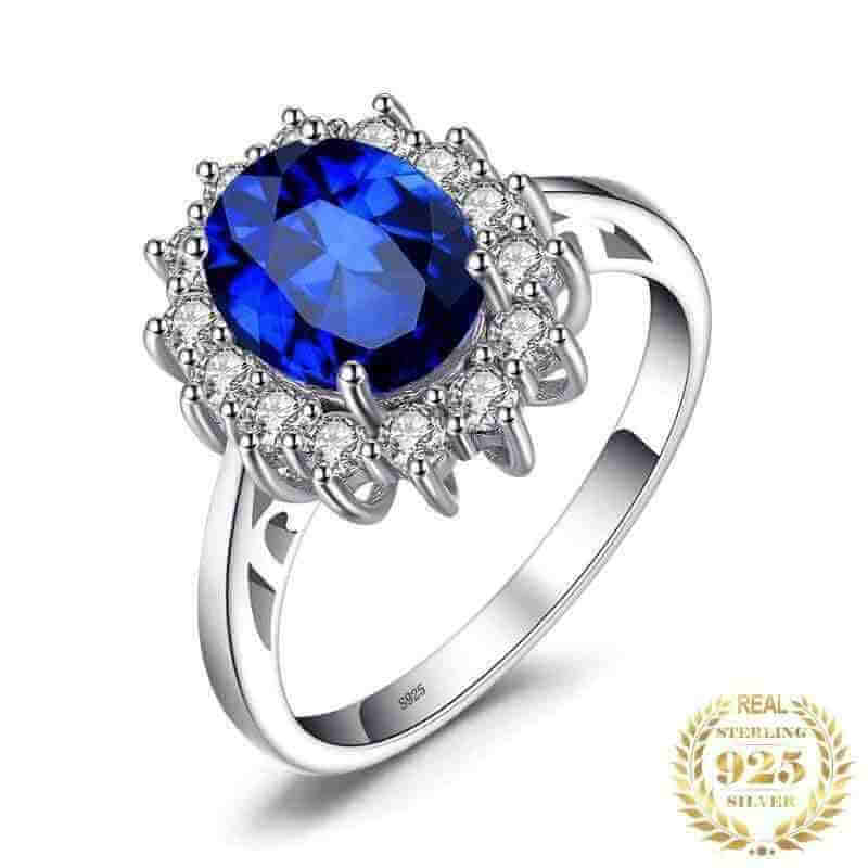 Princess Diana Blue Sapphire Ring Solid 925 Silver