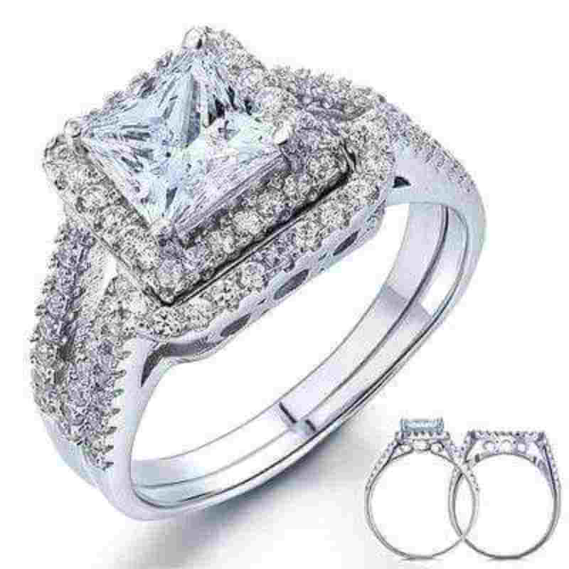 Princess Solid 925 Sterling Silver Ring Set - The Sparkle Place