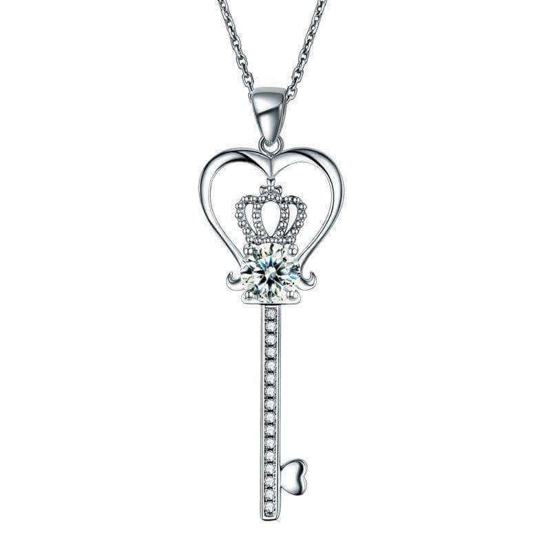 Queen's Key to her Heart Solid 925 Sterling Silver Necklace - The Sparkle Place