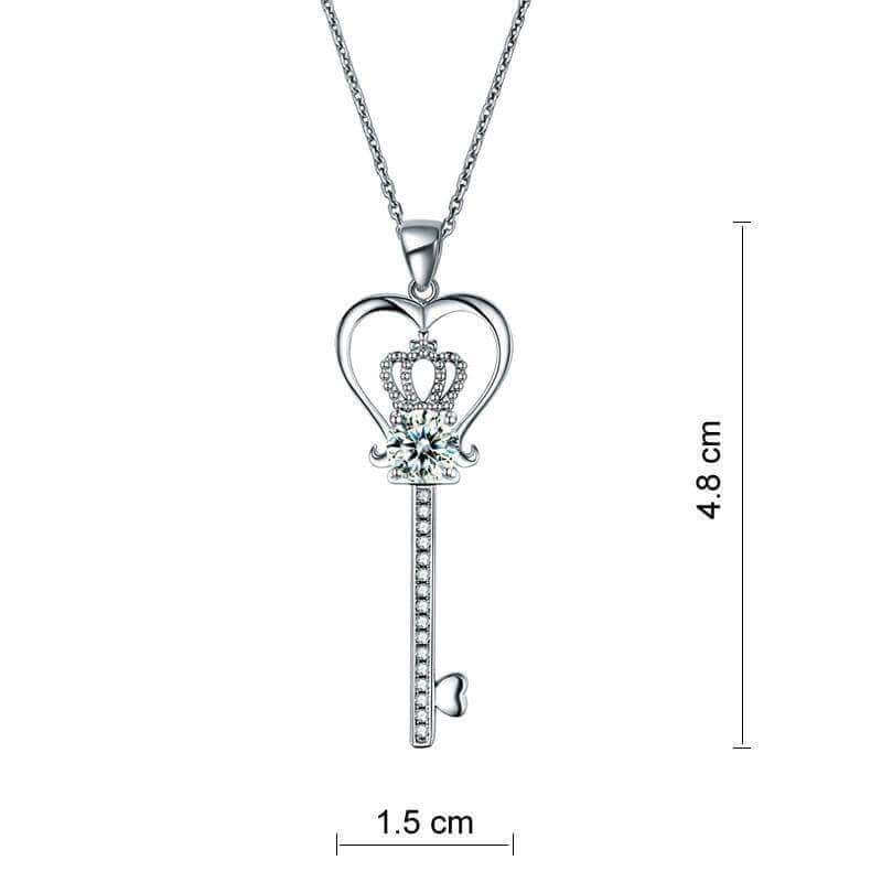 Queen's Key to her Heart Solid 925 Sterling Silver Necklace - The Sparkle Place