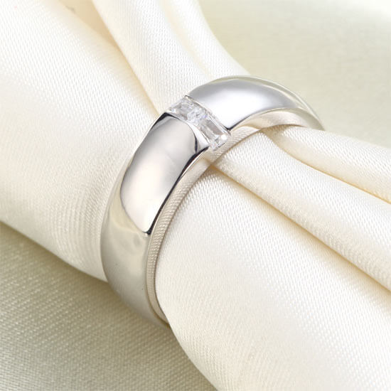 Rectangle Cut Men Wedding Band Solid 925 Sterling Silver Ring - The Sparkle Place