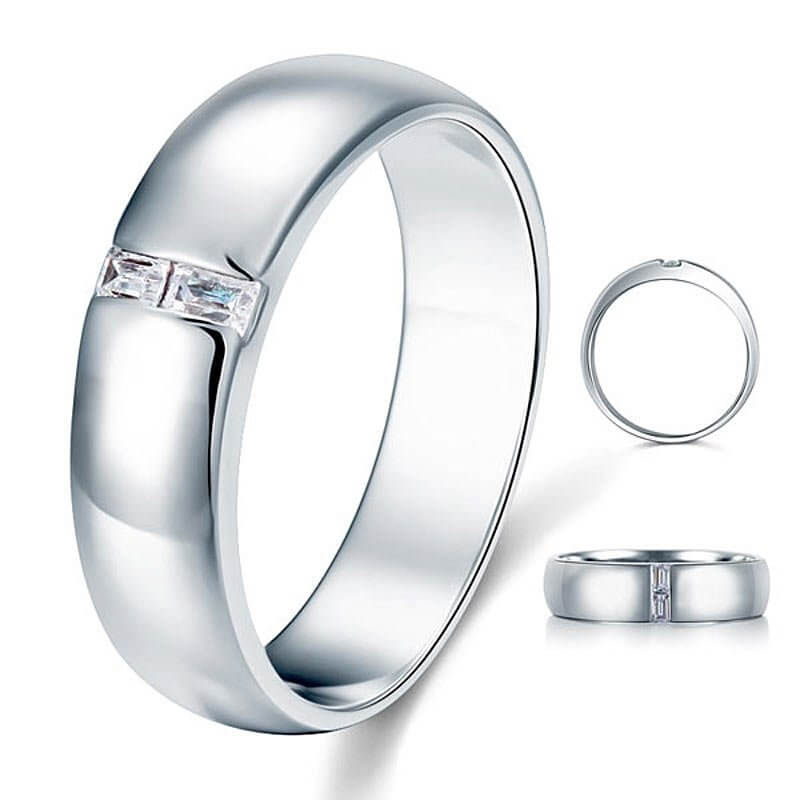 Rectangle Cut Men Wedding Band Solid 925 Sterling Silver Ring - The Sparkle Place