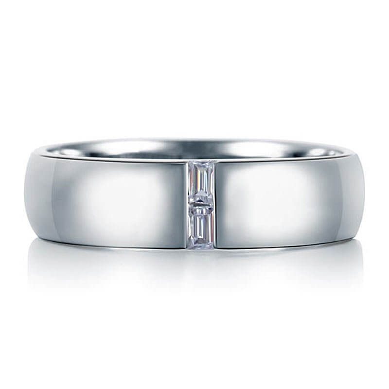 Rectangle Cut Men Wedding Band Solid 925 Sterling Silver Ring - The Sparkle Place