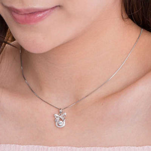 Ribbon Dancing Stone Pendant Necklace in Solid 925 Sterling Silver - The Sparkle Place