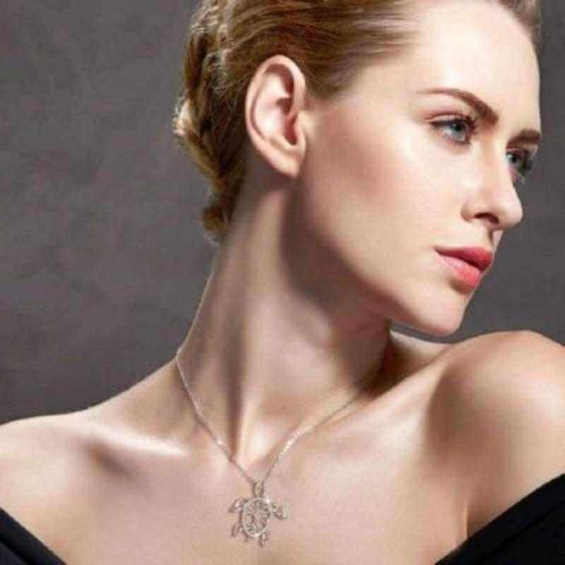 Sea Turtle Tree of Life 925 Sterling Silver Pendant Necklace - The Sparkle Place