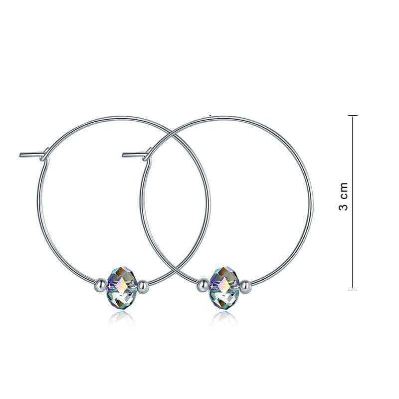 Solid 925 Sterling Silver AB Austrian Crystal Party Hoop Earrings - The Sparkle Place