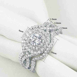 Solid 925 Sterling Silver Wedding 3 Ring Set - The Sparkle Place