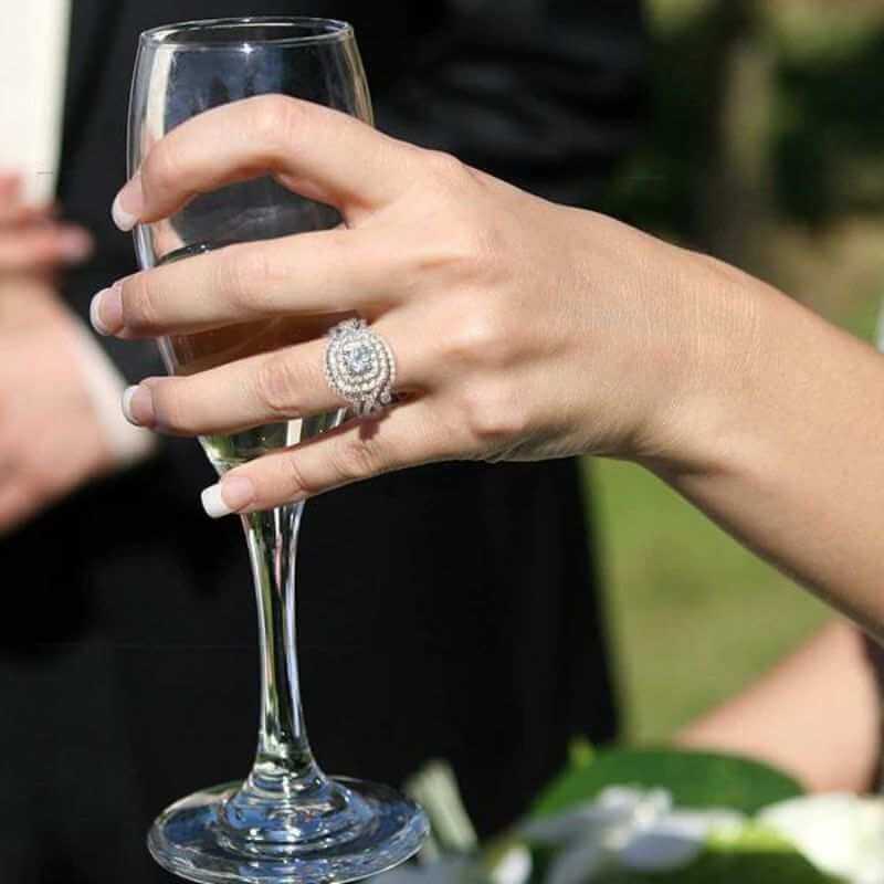 Solid 925 Sterling Silver Wedding 3 Ring Set - The Sparkle Place