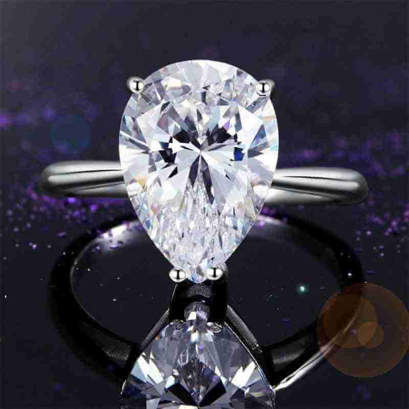Solitaire Pear 4.5 Carat Silver Luxury Ring - The Sparkle Place