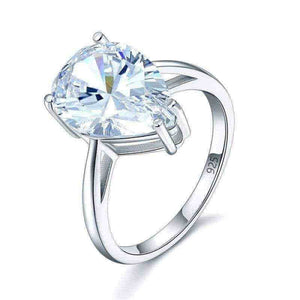 Solitaire Pear 4.5 Carat Silver Luxury Ring - The Sparkle Place