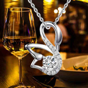 Sparkling Swan Pendant Necklace Solid 925 Sterling Silver - The Sparkle Place