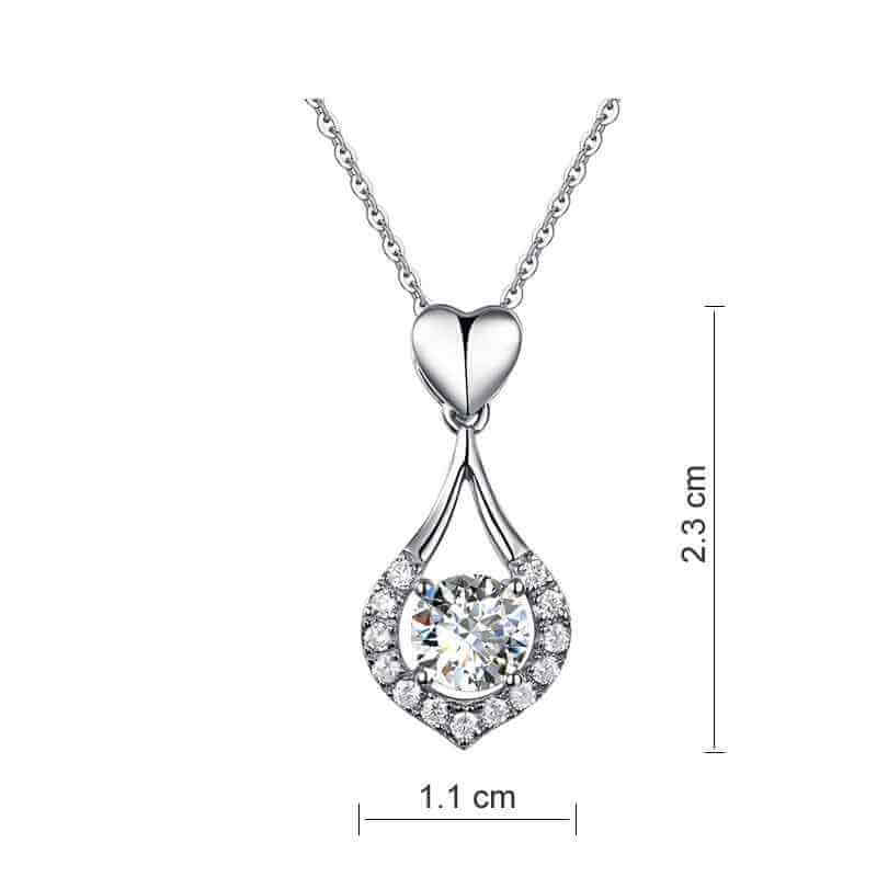 Tear Drop Heart Pendant Necklace in Solid 925 Sterling Silver - The Sparkle Place