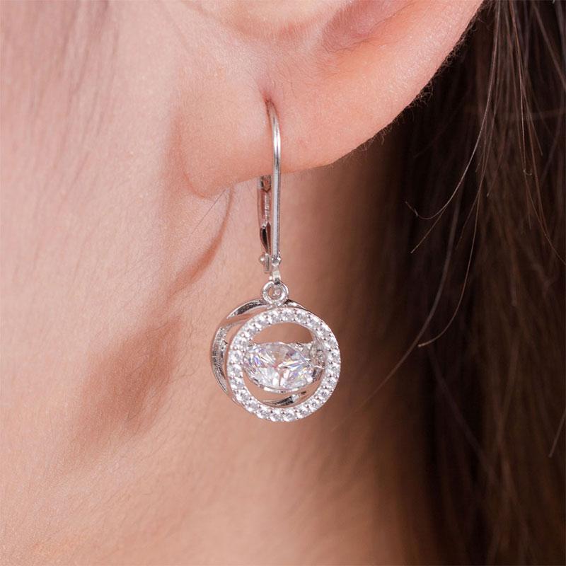 Dancing Stone Dangle Solid 925 Silver Earrings - The Sparkle Place