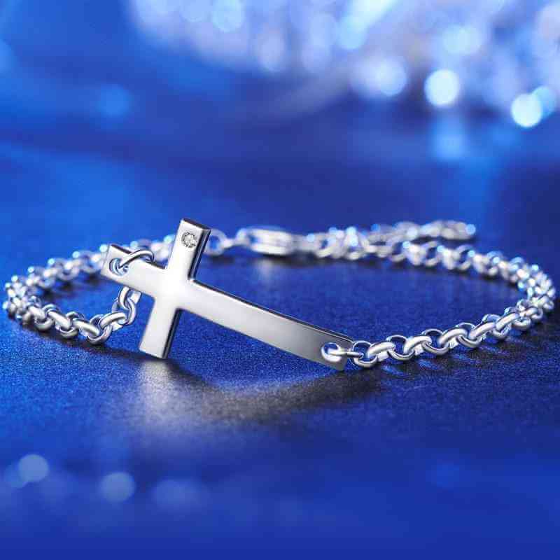 Trendy Solid 925 Sterling Silver Cross Bracelet - The Sparkle Place