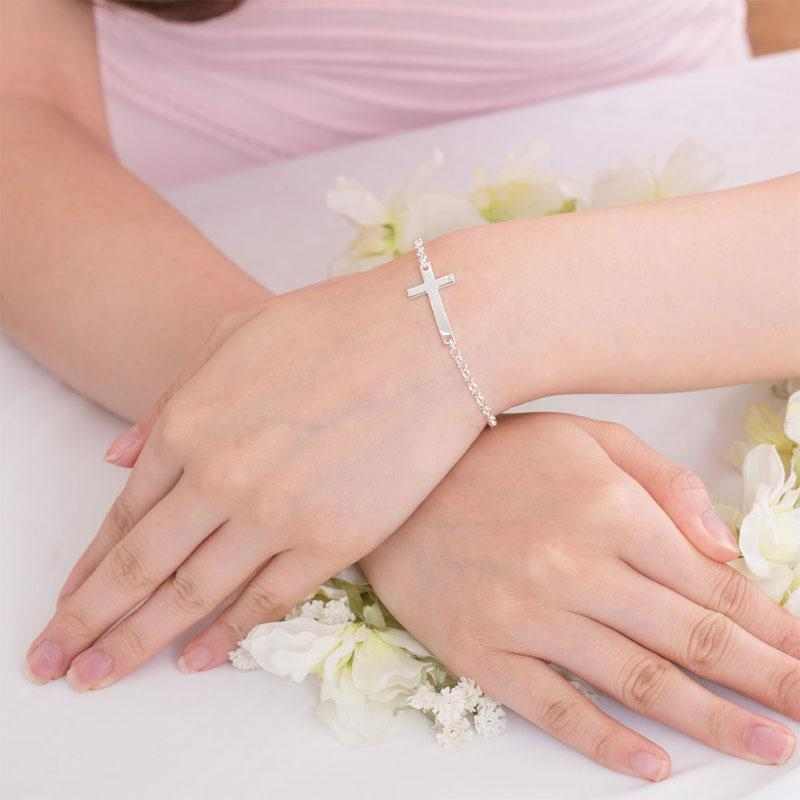 Trendy Solid 925 Sterling Silver Cross Bracelet - The Sparkle Place