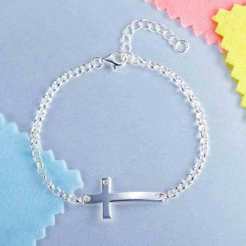 ROCOCO Sterling Silver Bracelet • Sterling Silver Open Cross Bracelet • Layering online Bracelet • Geometric Bracelet