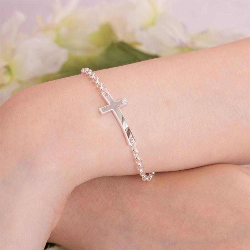 Trendy Solid 925 Sterling Silver Cross Bracelet - The Sparkle Place