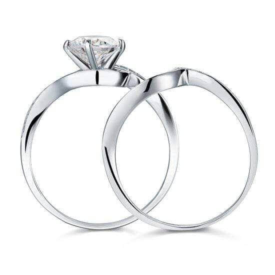 Twisty Solid 925 Sterling Silver 2-in-1 Ring Set - The Sparkle Place