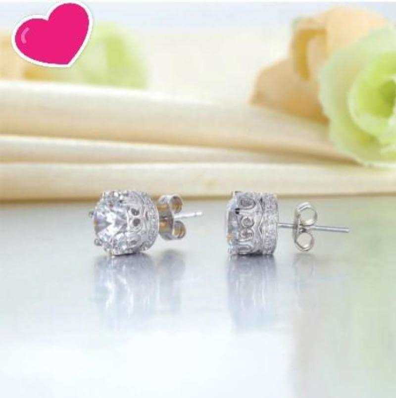 Vintage Style Solid 925 Sterling Silver Stud Earrings - The Sparkle Place