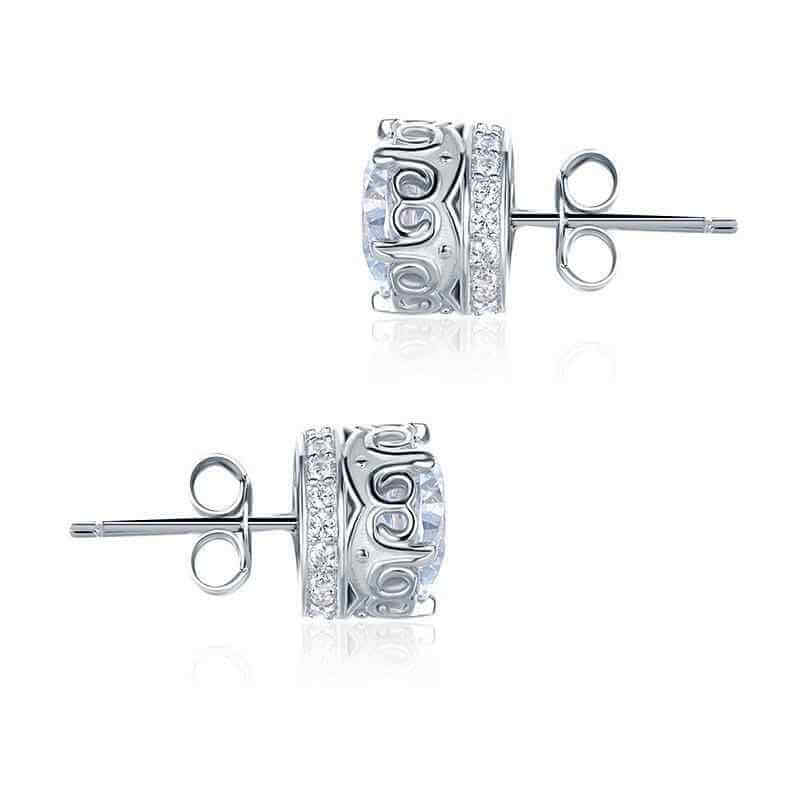 Vintage Style Solid 925 Sterling Silver Stud Earrings - The Sparkle Place