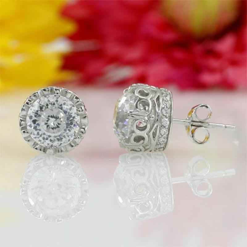 Vintage Style Solid 925 Sterling Silver Stud Earrings - The Sparkle Place