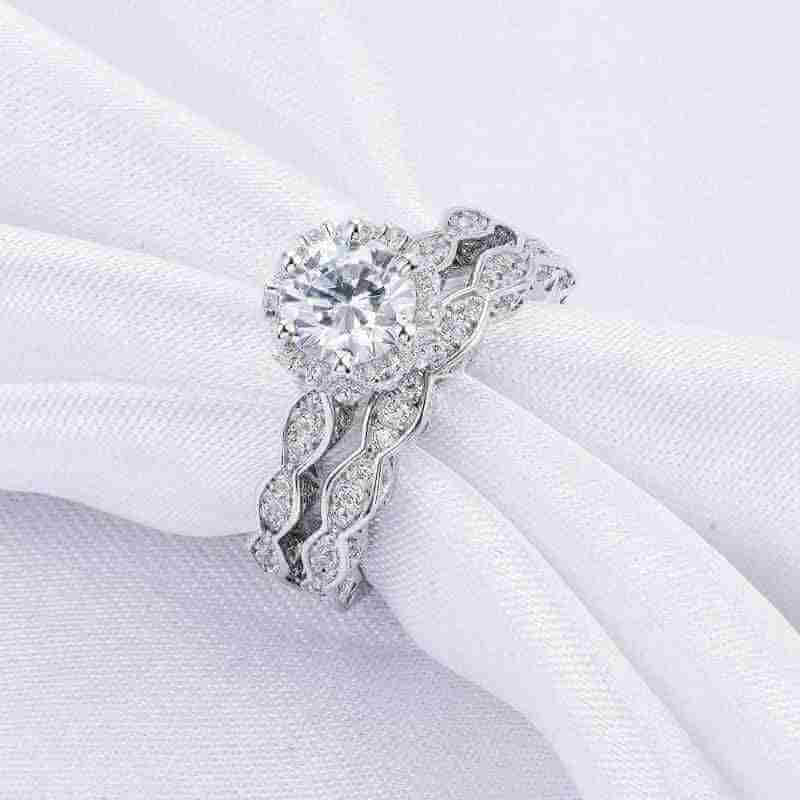 Vintage Wedding Ring Set 925 Sterling Silver - The Sparkle Place